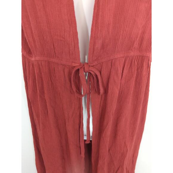 Almost Famous Tie Front Hi-Low Burnt Orange Bohemian Kimono MEDIUM NWT - Picture 4 of 13